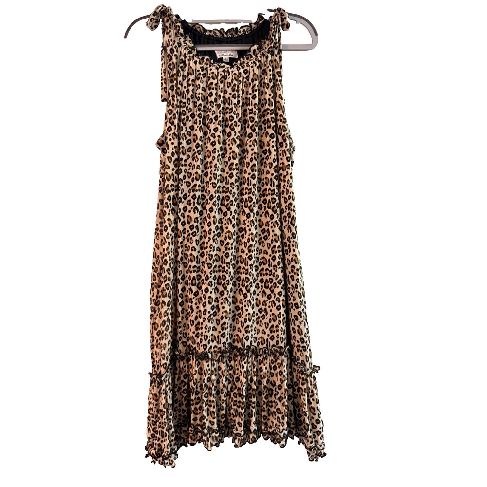 Signature by Robbie Bee Cheetah Print Halter A-Line Dress Size Large